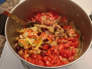 add beans tomato and lentils